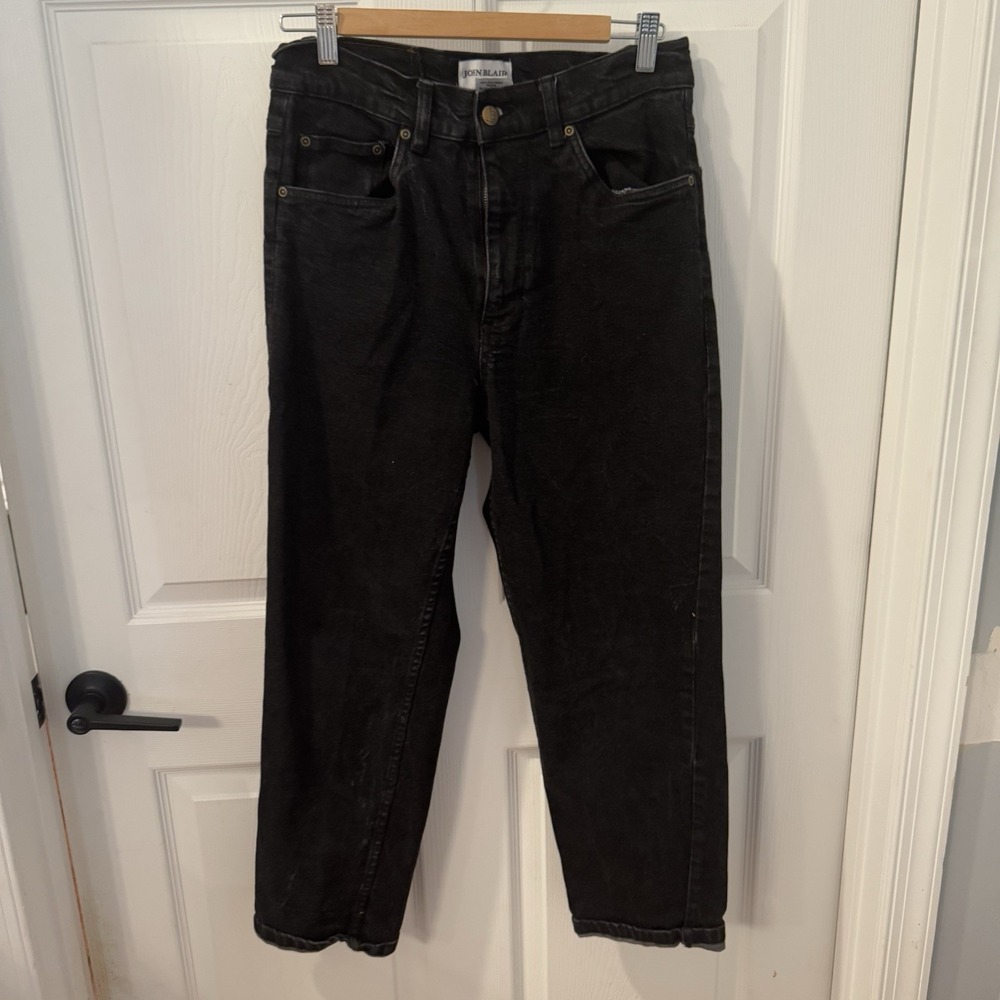 John Blair Jeans Mens 32x28 (28x26‎ )Black Denim 5-Pockets Mid-Rise Straight Leg